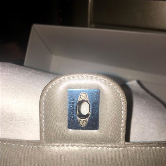 Authentic Silver Chevron Metallic Chanel Backpack - Picture 4 of 8